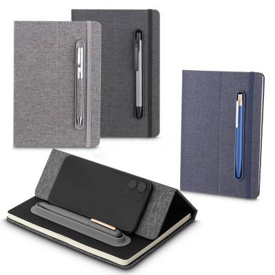 Caderno com Suporte para Celular e Caneta Personalizado