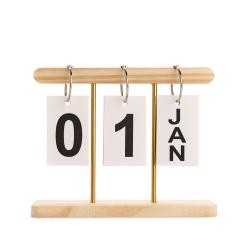 Calendário Permanente de Mesa em MDF e Metal Personalizado