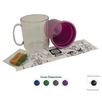 Caneca Infantil de Plástico 300ml Para Colorir Personalizada