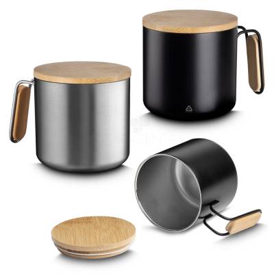 Caneca Térmica Inox 380ml com Bambu Personalizada