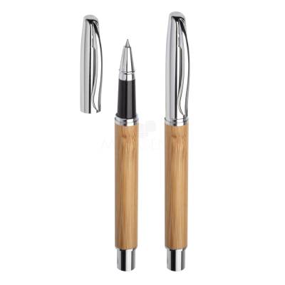 Caneta de Bambu com Detalhes em Metal Personalizada