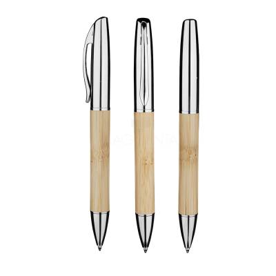 Caneta de Bambu com Detalhes em Metal Personalizada