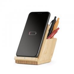 Carregador Wireless de Bambu Com Suporte Para Canetas Personalizado