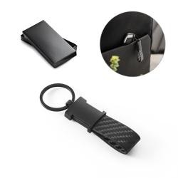 Chaveiro em Couro Sintético com Fibra de Carbono Personalizado