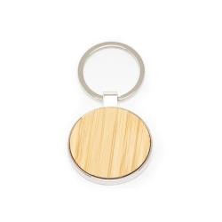 Chaveiro Redondo de Metal e Bambu Personalizado
