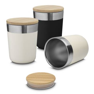 Copo Térmico Inox 300ml com Tampa de Bambu Personalizado