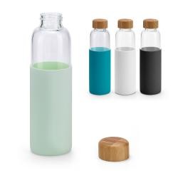 Garrafa de Vidro 600ml Com Tampa de Bambu Personalizada