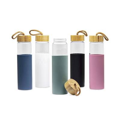 Garrafa de Vidro 750ml com Tampa de Bambu Personalizada