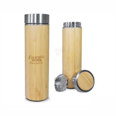 Garrafa Térmica de Bambu 500ml Personalizada
