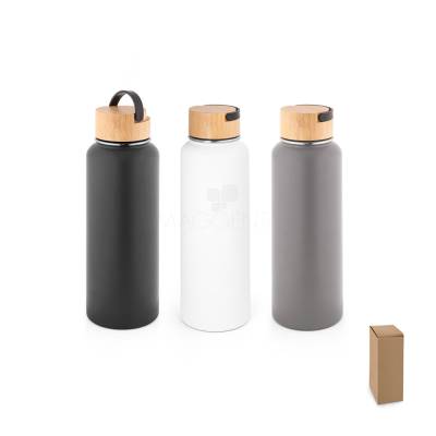 Garrafa Térmica Inox 1,2L com Tampa de Bambu Personalizada