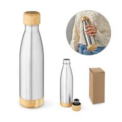 Garrafa Térmica Inox 550ml Com Tampa de Bambu Personalizada