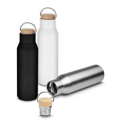 Garrafa Térmica Inox 600ml Com Tampa de Bambu Personalizada