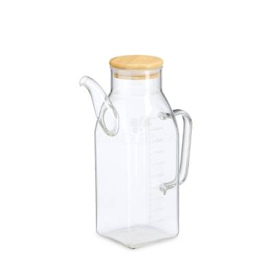 Jarra de Vidro Borossilicato 1L com Tampa de Bambu Personalizada