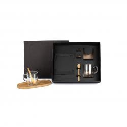 Kit Café 5 Peças Com Bandeja de Bambu Personalizado