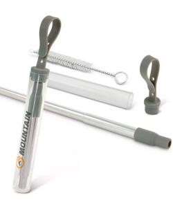 Kit Canudo Inox Com Escova e Estojo Personalizado