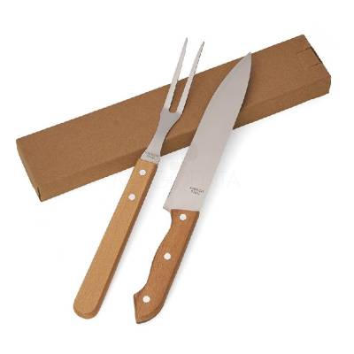 Kit Churrasco 2 Peças com Cabo de Madeira Personalizado