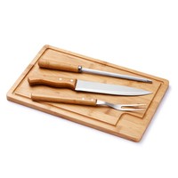 Kit Churrasco 4 Peças Em Bambu Personalizado