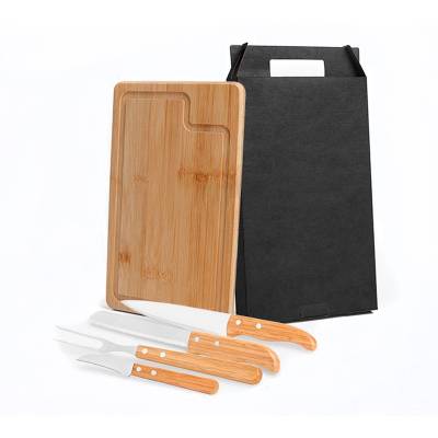 Kit Churrasco 6 Peças com Tábua de Bambu Personalizado