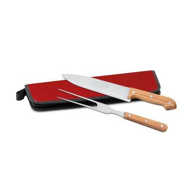 Kit Churrasco com Faca e Garfo de Bambu Personalizado