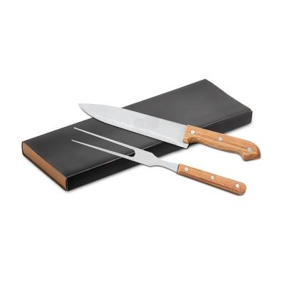 Kit Churrasco Faca e Garfo Bambu Personalizado