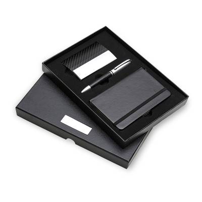 Kit Escritório Executivo com Porta-cartões, Caneta e Caderneta Personalizado