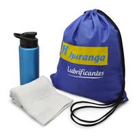 Kit Fitness com Squeeze, Toalha e Saco Personalizado