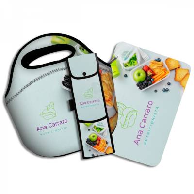 Kit Lancheira com Porta Talher e Jogo Americano Personalizado