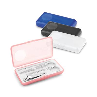 Kit Manicure 4 Peças com Estojo ABS Translúcido Personalizado