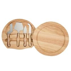 Kit Queijo 5 Peças Em Madeira e Inox Personalizado