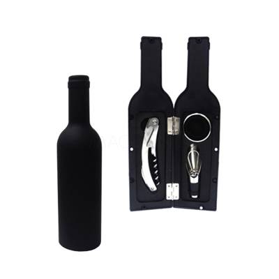 Kit Vinho 3 Peças com Estojo em Formato de Garrafa Personalizado