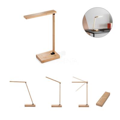 Luminária de Mesa Bambu com Carregador Wireless Personalizada