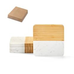 Porta Copos de Mármore e Bambu Personalizado