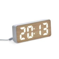 Relógio Despertador LED de Bambu Personalizado