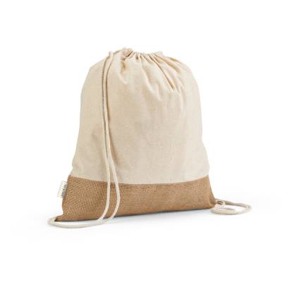 Sacola Mochila em Algodão Reciclado e Juta Personalizada