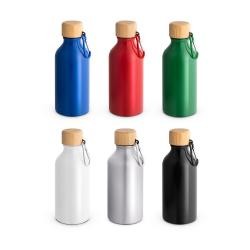 Squeeze de Alumínio 400ml Com Tampa de Bambu Personalizada